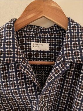 Universal Works Navy knitted shirt